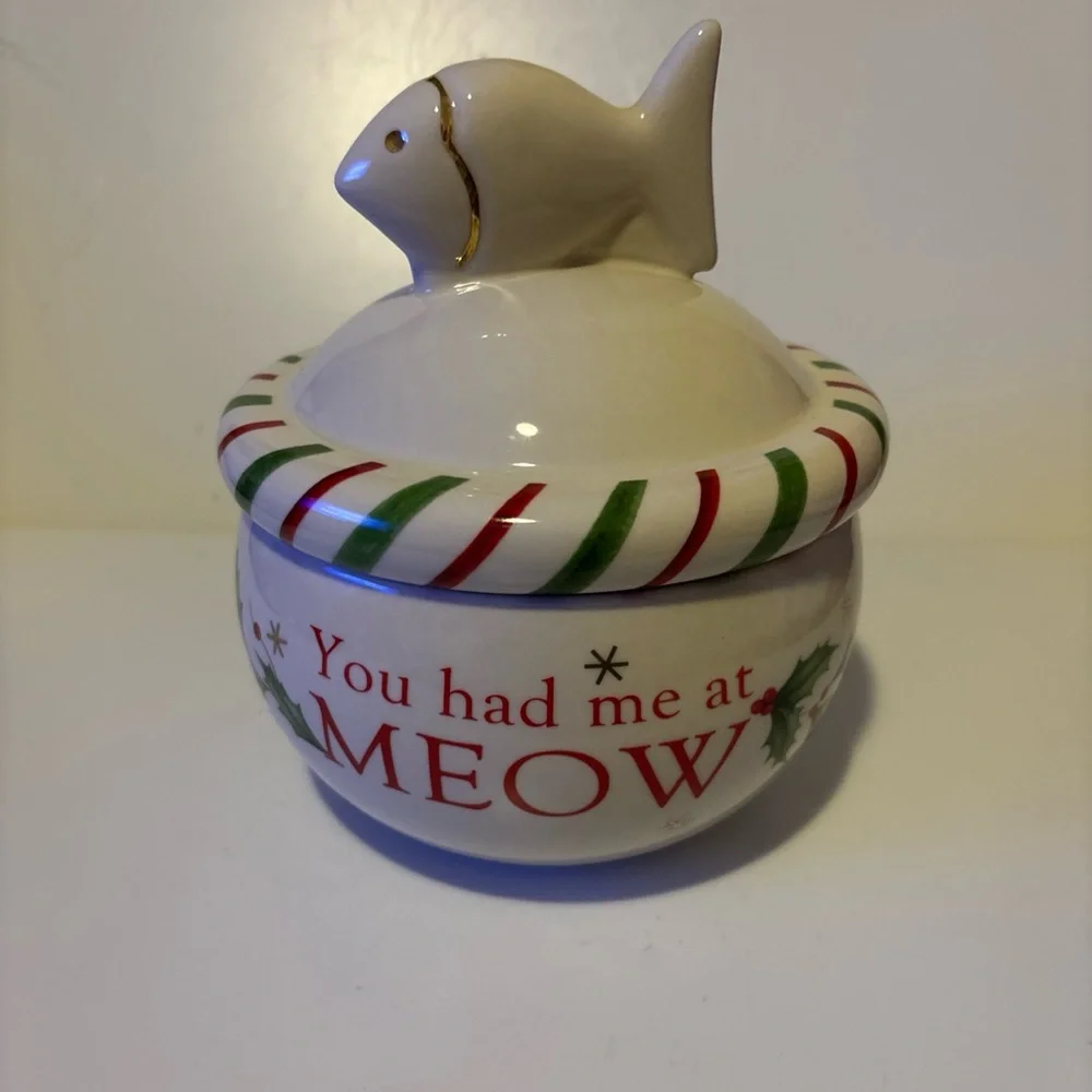 Lenox Christmas “You had me at Meow” Cat Treat Jar for Cat Lovers